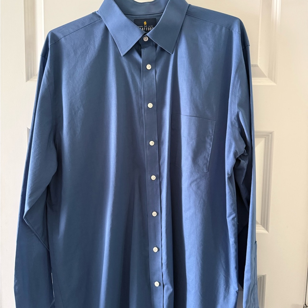 Stafford Men's Ocean Blue Dress Shirt 17 1/2, 36/37